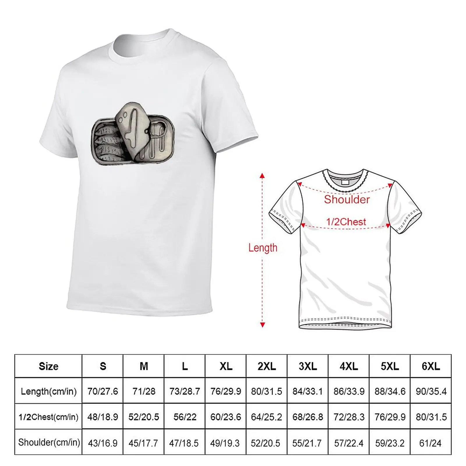 Sketchy tin of sardines T-Shirt Large Size Short Sleeve T-Shirt