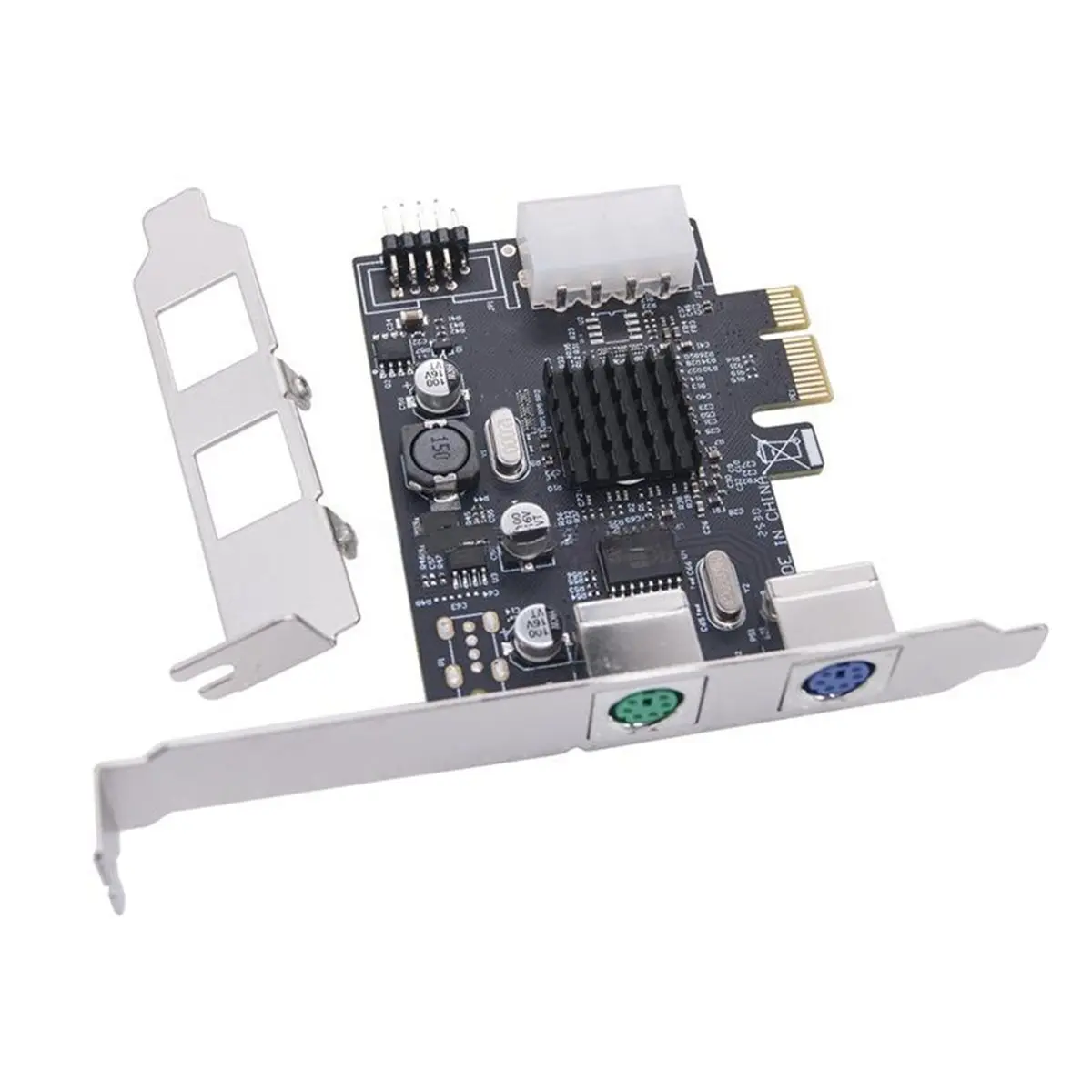 A72Z PCIe to PS/2 Keyboard Mouse Expansion Card PCI-Ex1 to 2 Ports PS/2 Adapter Card USB2.0 Pin MCS9990CV Chip for PC