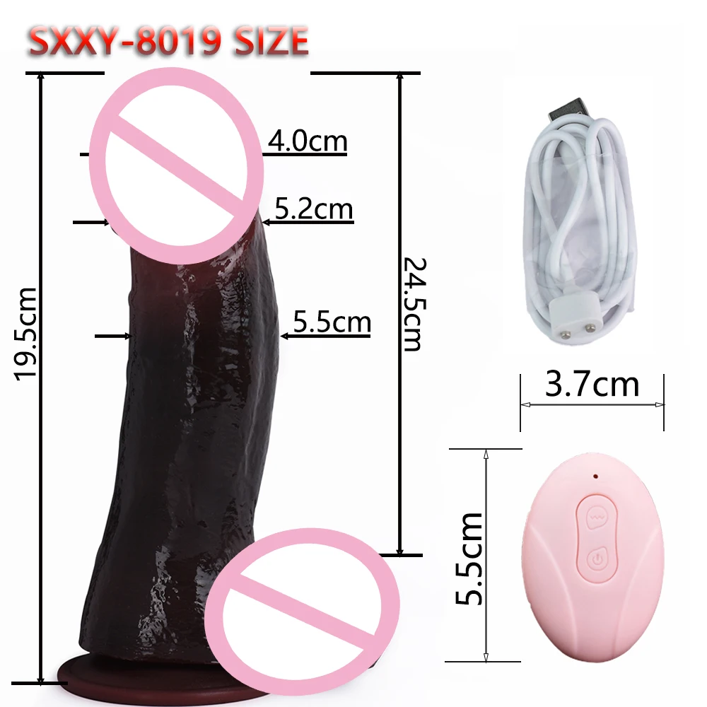 SXXY Huge Black Wireless Remote Telescopic Thrusting Realistic Penis USB Charging Thick Adult Erotic Product Dildo Vibrator