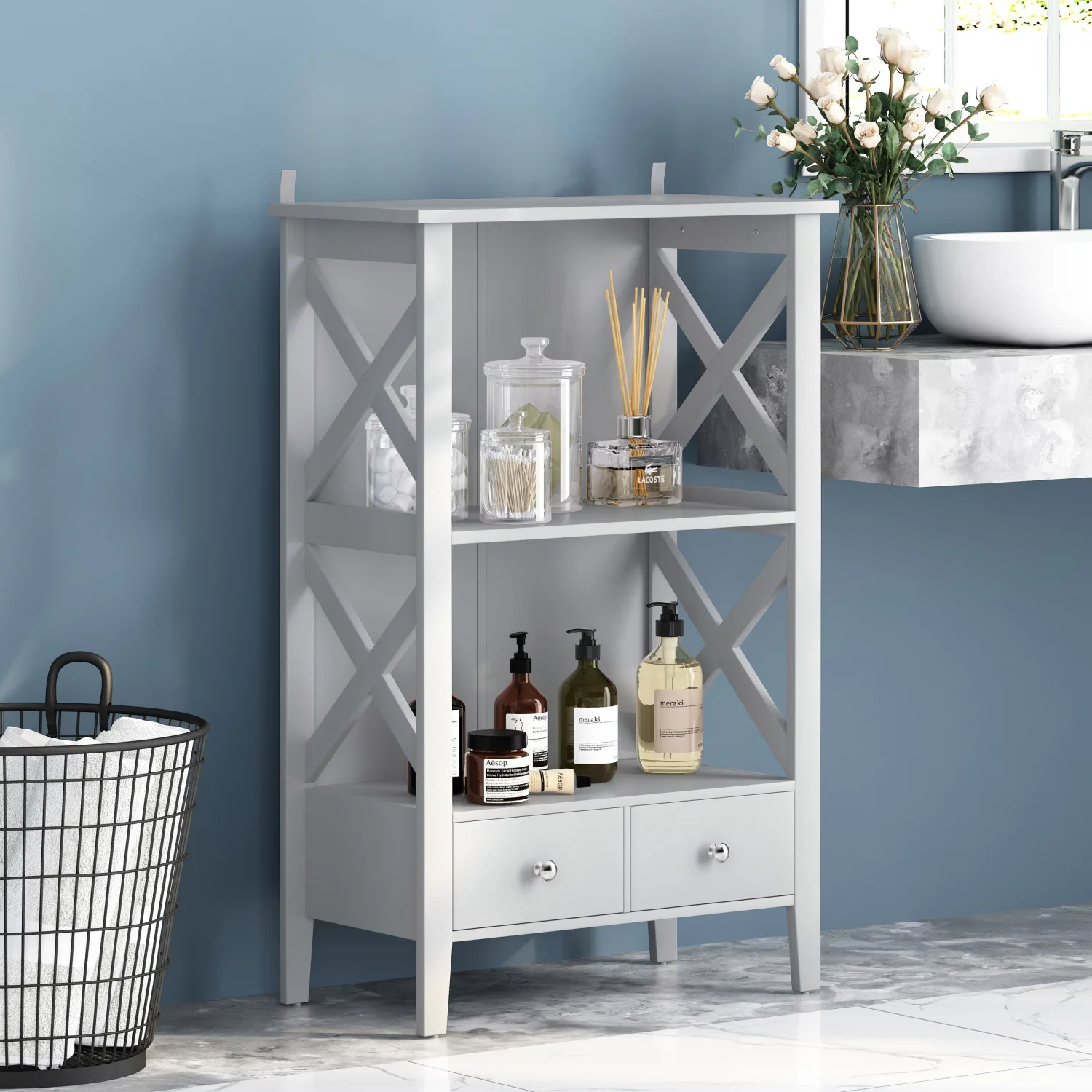 

2 Drawer Storage Rack: Compact Organizer for Home and Office