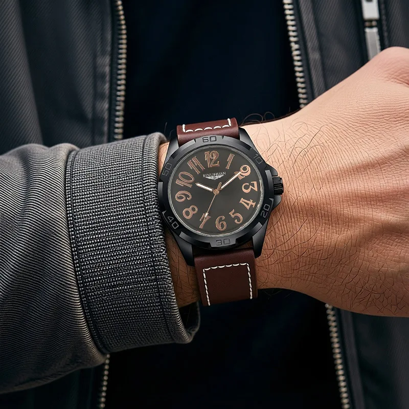 New Fashion Luxury Man Business Leather Watch Men Silicone Casual Quartz Watches Students High Quality Sports Wristwatches Gifts
