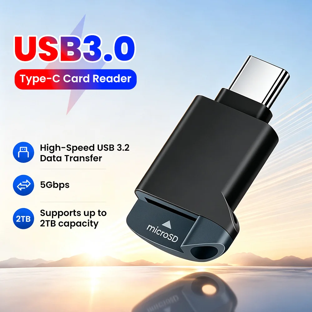 Mini Type-C 3.0 High-Speed TF Card Reader USB-C Memory Card Reader for Laptop And Smartphone Data Transfer
