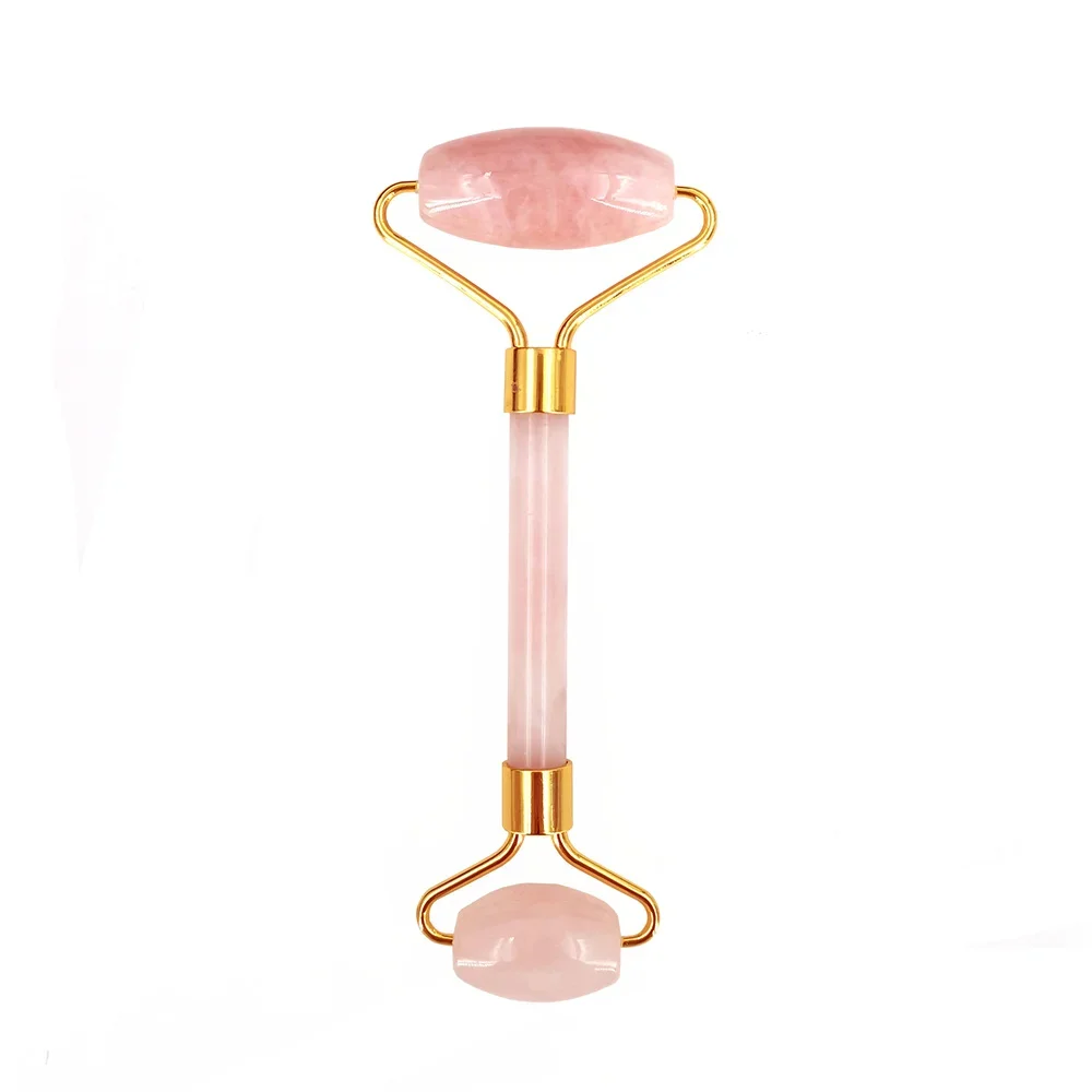 Natural Rose Quartz Jade Roller Set Real Jade Gouache Scraper Jade Massager Gua Sha Board Facial Massager Face Massage Roller