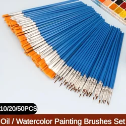 10/20/50 PCS Paint Brushes Set Acrylic with Flat Round Pointed Paint Brushes Craft Watercolor Oil Painting Brushes Art Supplies