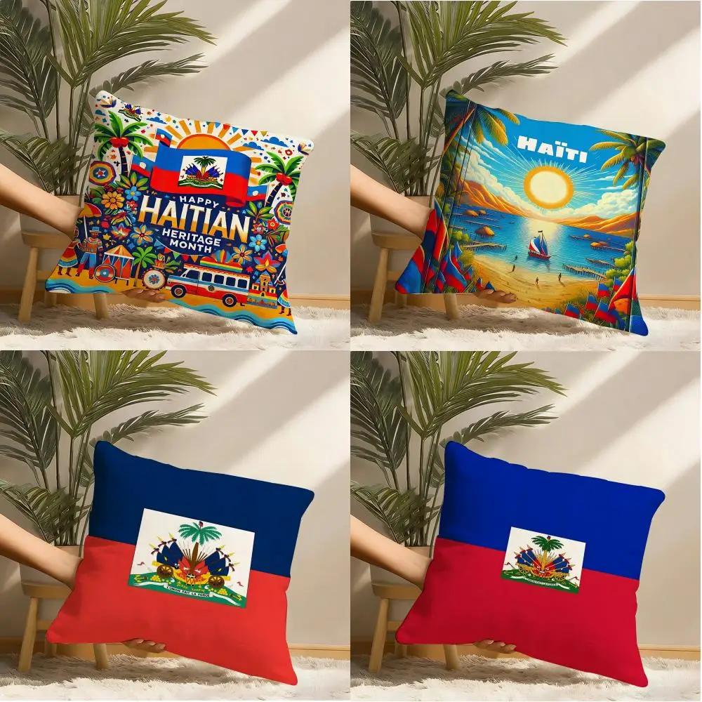 Haiti Fashion Flag Pillow Case Pillowcase, Double-sided Printed, Sofa Cushion, Bedroom Headboard Pillow