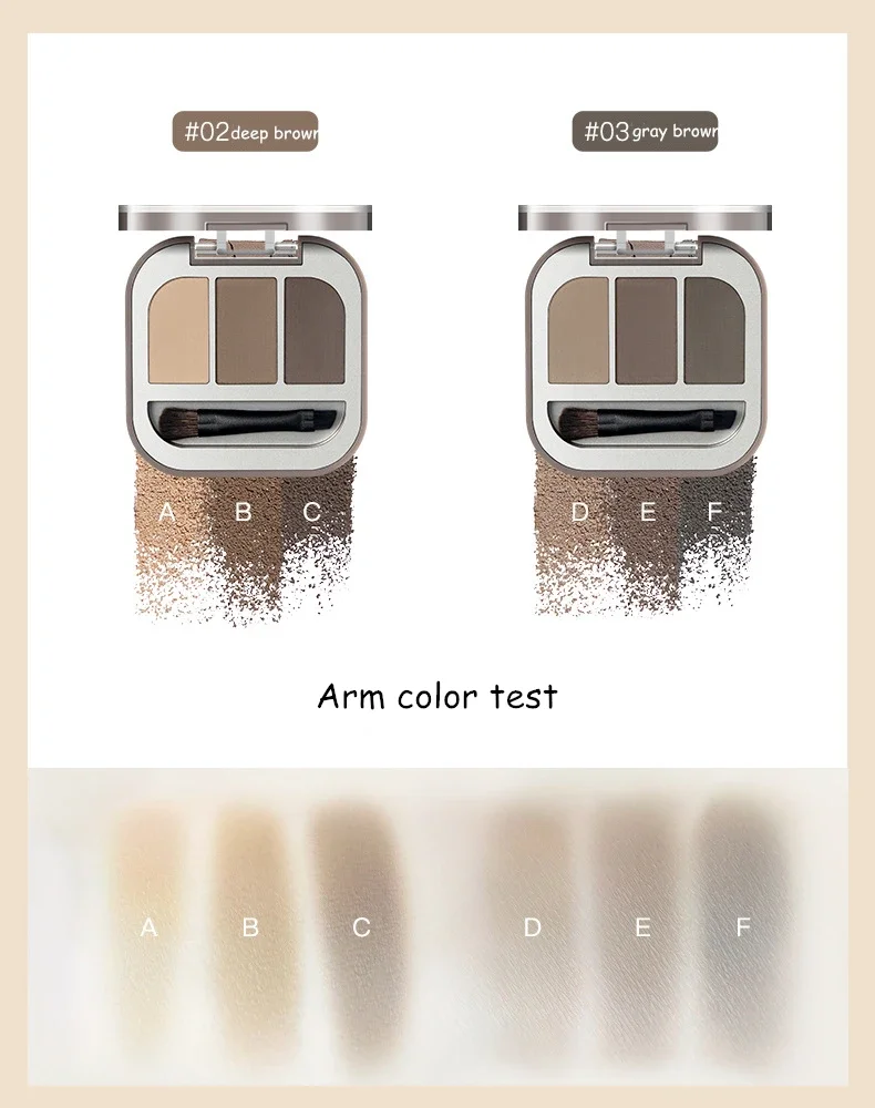 Judydoll 3-Farben-Augenbrauen-Puder-Palette, Make-up, Schwarz, Braun, Augenbrauen-Enhancer, professionelle wasserdichte kosmetische Lidschatten-Palette