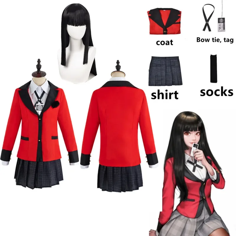 Anime Kakegurui Jabami Yumeko Costumes Compulsive Player Wigs Halloween Party Costumes for Women