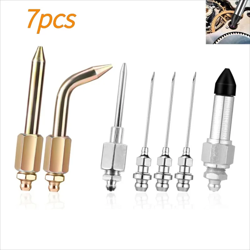 7 Pieces Universal Grease Gun Coupler Set, Needle Injector Adapters with Straight & Bent Nozzles, Compatible with Standard
