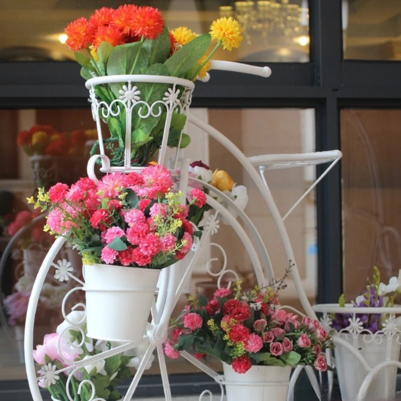 

Creative bicycle wrought iron flower stand balcony courtyard flower pot rack outdoor garden decoration