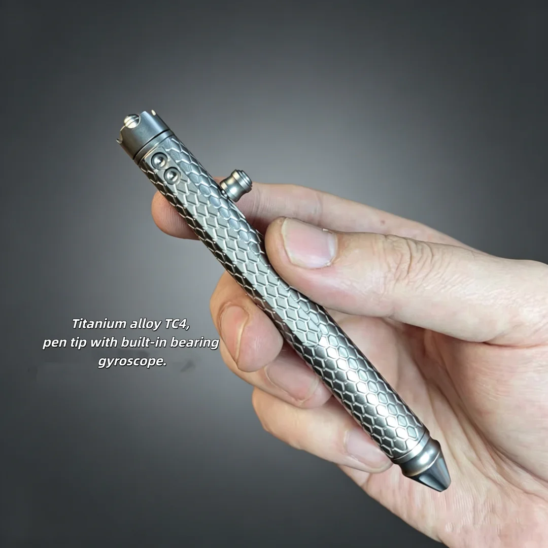Titanium Alloy Dragon Scale Pattern Edc Writing Pen with Built-In Bearing Gyro, Can Be Rotated for Entertainment, Comes with a Gel Pen Refill
