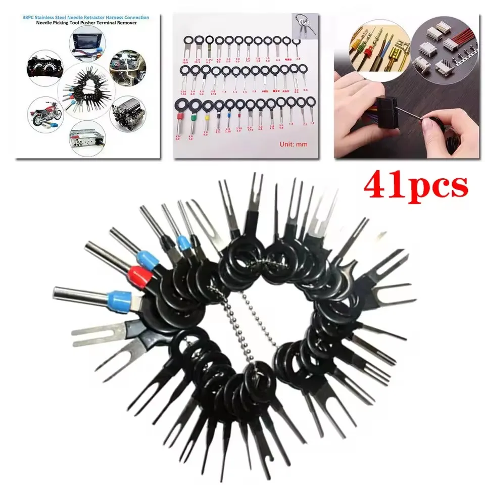 Universal 41PCS Car Terminal Removal Tool Wire Plug Connector Extractor Puller Release Pin Extractor Kit Car Plug Repair Tools