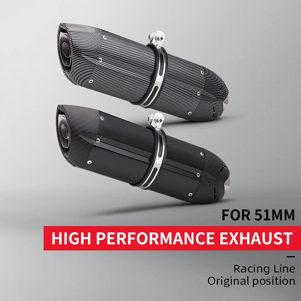 

51mm Universal Motorcycle GP Exhaust Muffler Pipe Escape moto DB Killer For FZ6N R1 GSXR1000 Z1000 Z750 800 Z900 450mm