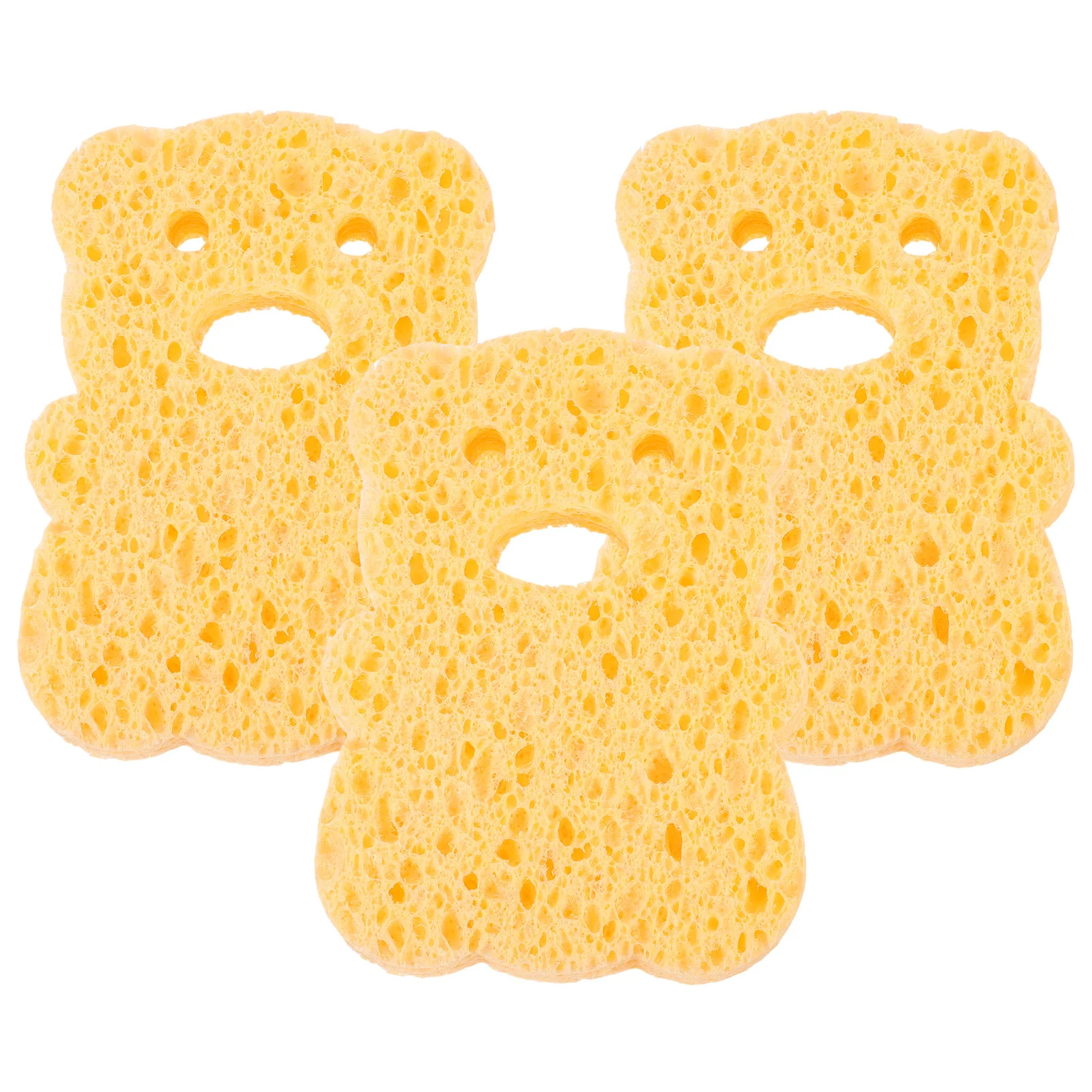 

3pcs Bath Sponge Natural Cellulose Soft Wood Pulp Fiber Baby Child Shower Scrubber Yellow Ideal for Adults Premium Material