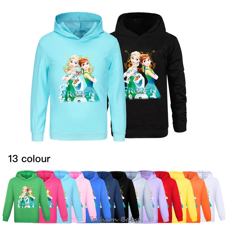 Kawaii infantil Frozen Elsa Hoodie, roupas de princesa, moletom infantil, tops de bebê, primavera, outono, roupas da moda