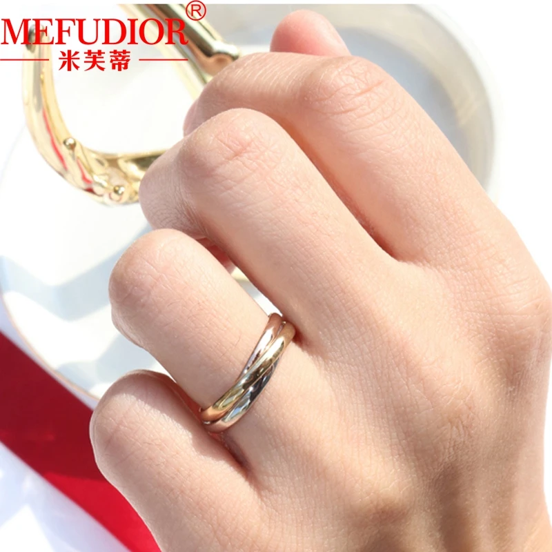 18K Gold Smooth Ring for Women 1MM\2MM\3MM Wide White\Yellow\Rose Gold Three Color Wedding Band Luxury Couple Party Jewelry Gift