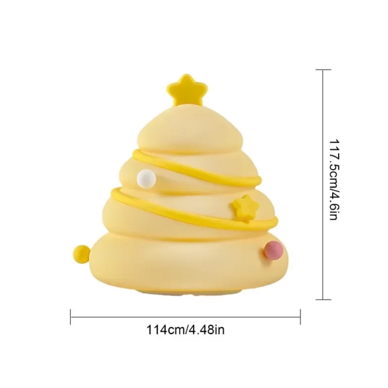 Christmas Tree Night Light Silicone Pat Night Lamp Cartoon Pat Sleeping Nightlight for Study Room Kid's Room Bedroom College