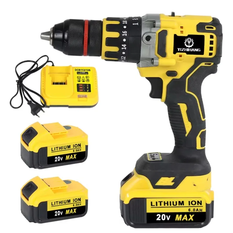 21V Cordless Impact Drill 2-Speed Brushless Motor Industrial Use Soft Start Variable Speed Core Drilling Tools Batter