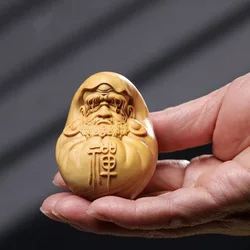 Solid wood carving Mini figurines of Buddhist figures of Damo patriarch Hand-carved artwork Buddhist figure ornaments