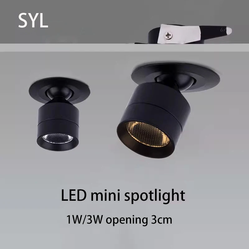 

Led Spotlights Small Mini Spot Light Recessed Jewelry Wine Cabinet Foco Adjustable Angle opening 3cm 4cm 1W 3W 110V 220V Lights