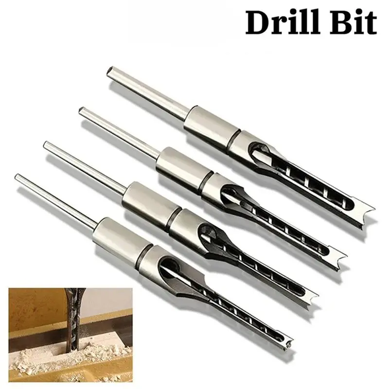 

ABAH-4Pc HSS Square Hole Drill Set,Woodworking Mortising Chisel Bit,Auger Drill Tools For DIY Drill Tool Making,Drill Tool