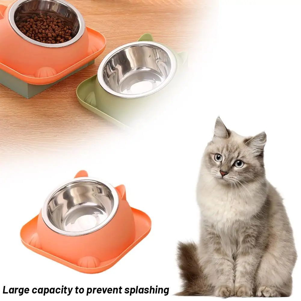 NEW High-end Fun Shaped Anti Tipping Cat Bowl With Prevent To Design Water Added Separable Stainless Supply Ants Container K7W9