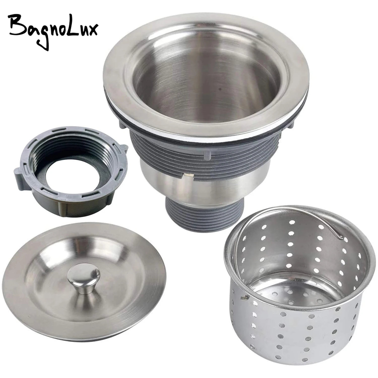 304 Stainless Steel Sink Sewer Strainer Brushed Gold Basin Waste Stopper Drain Plug Filter Kitchen Never Rust Accessories