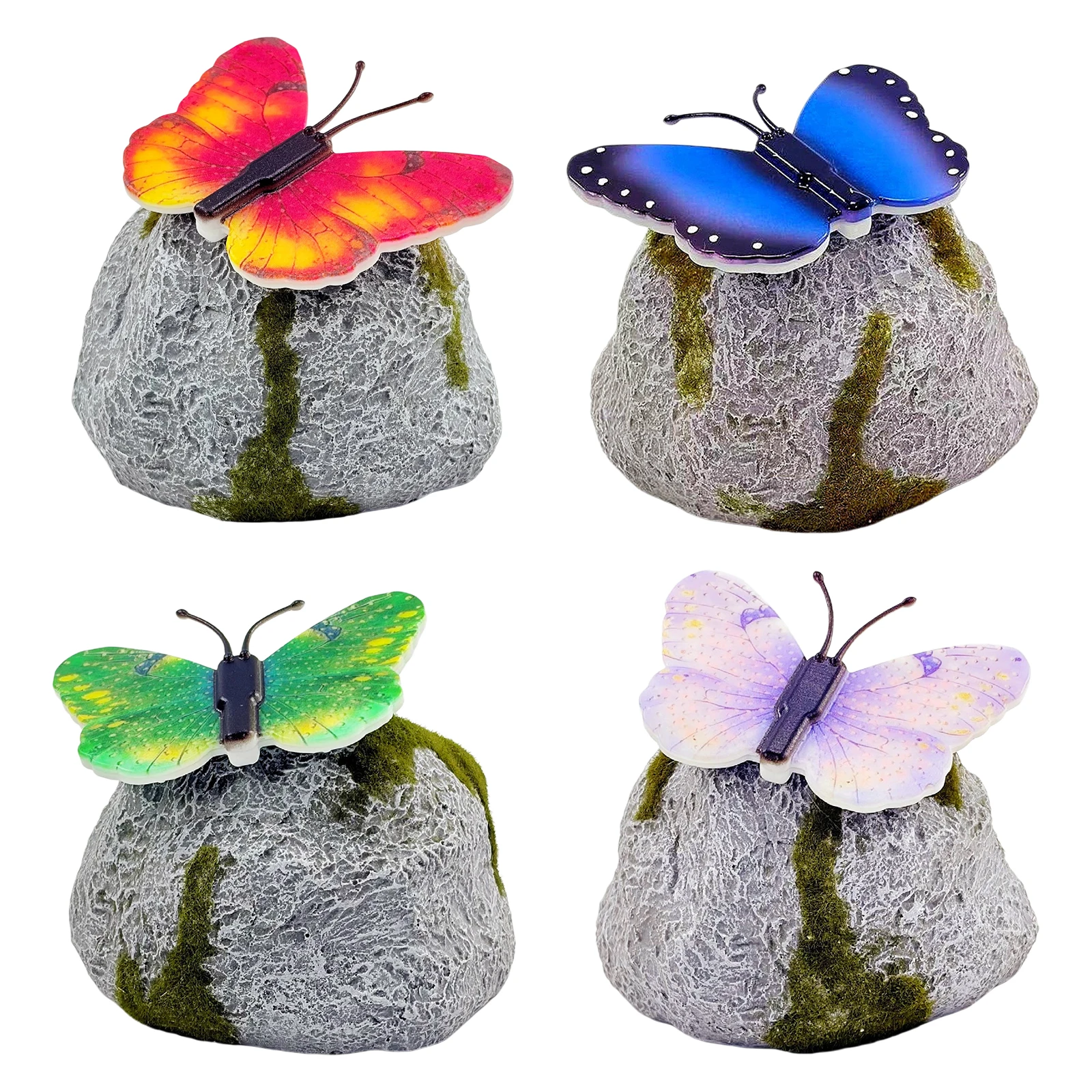 Solar Butterfly Garden Statue Waterproof Imitation Stone Landscape Light for Outdoor Yard Patio Decor for Women Mom Grandma