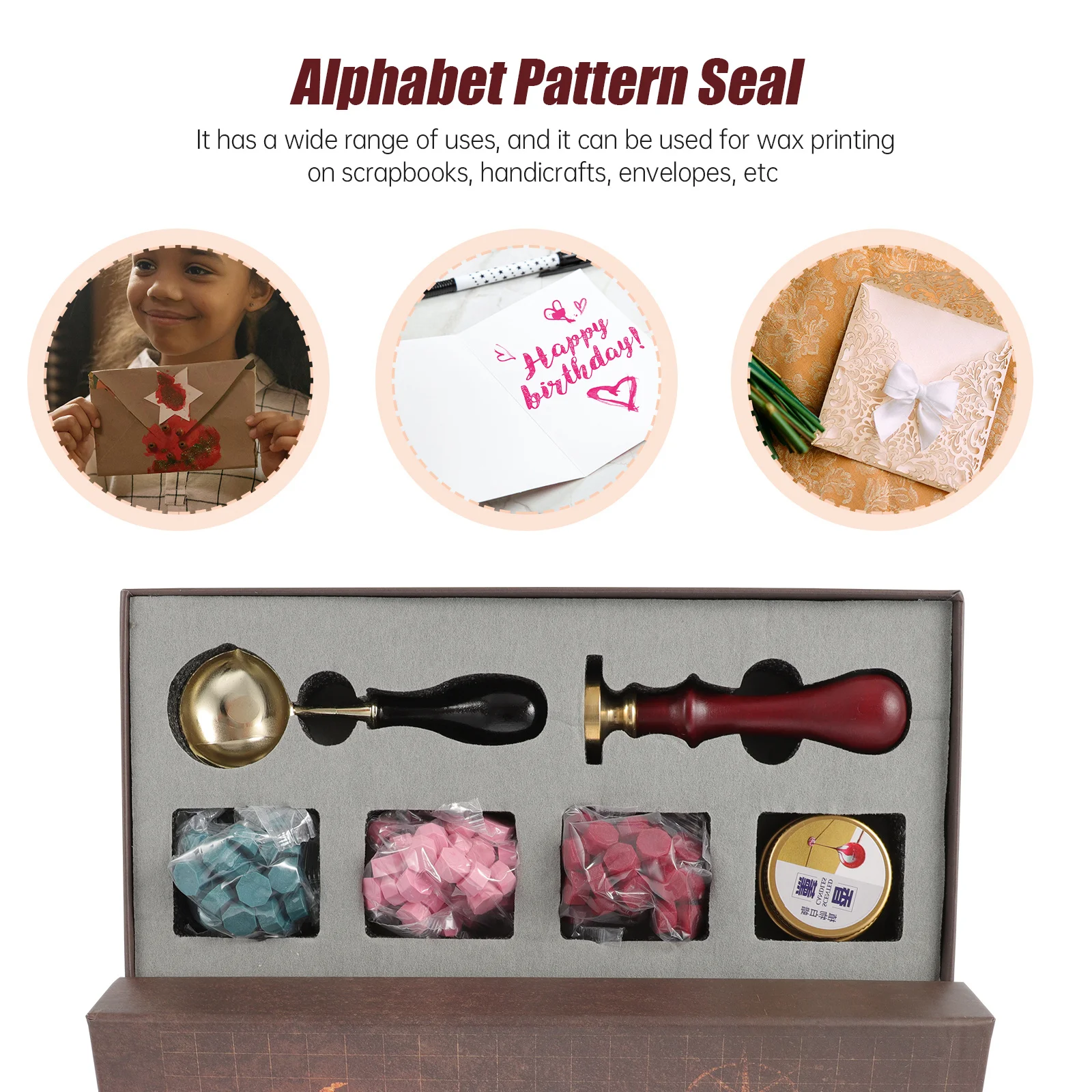 

1Set Retro Style Wax Seal Set Copper Scrapbook Decoration Stamps Delicate Pattern DIY Wax Seal Adorable Pattern Stamp