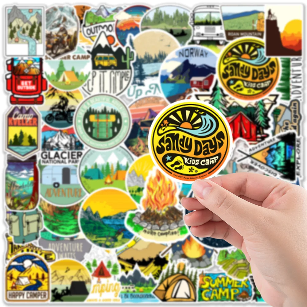 10/30/50/100PCS Outdoor Explore Mountain Camping Stickers Waterproof DIY Travel Suitcase Car Laptop Bicycle Helmet Toy Gift