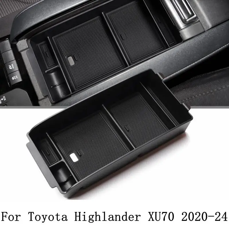 

For Toyota Highlander XU70 2020 2021 2022 2023 Hybrid Car Central Armrest Storage Box Center Console Flocking Organizer Tray