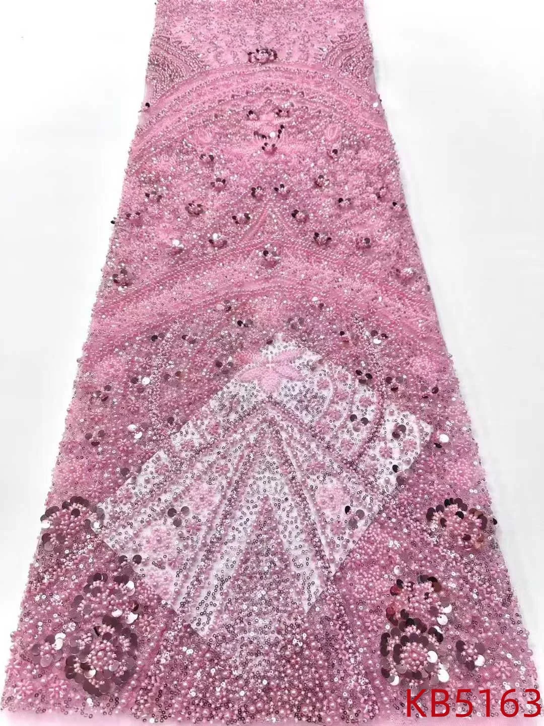 الذهب مطرز الترتر أقمشة الدانتيل الأفريقي النسيج الدانتيل جودة عالية 2025 الوردي الخرز تول أقمشة الدانتيل لخياطة الزفاف KB5163