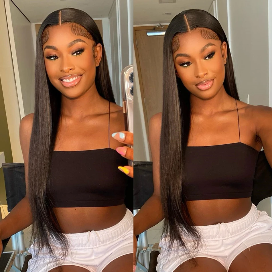 

13x6 hd lace frontal human hair wig for women choice 100% brazilian Preplucked bone straight 30 40 inch lace front wigs on sale
