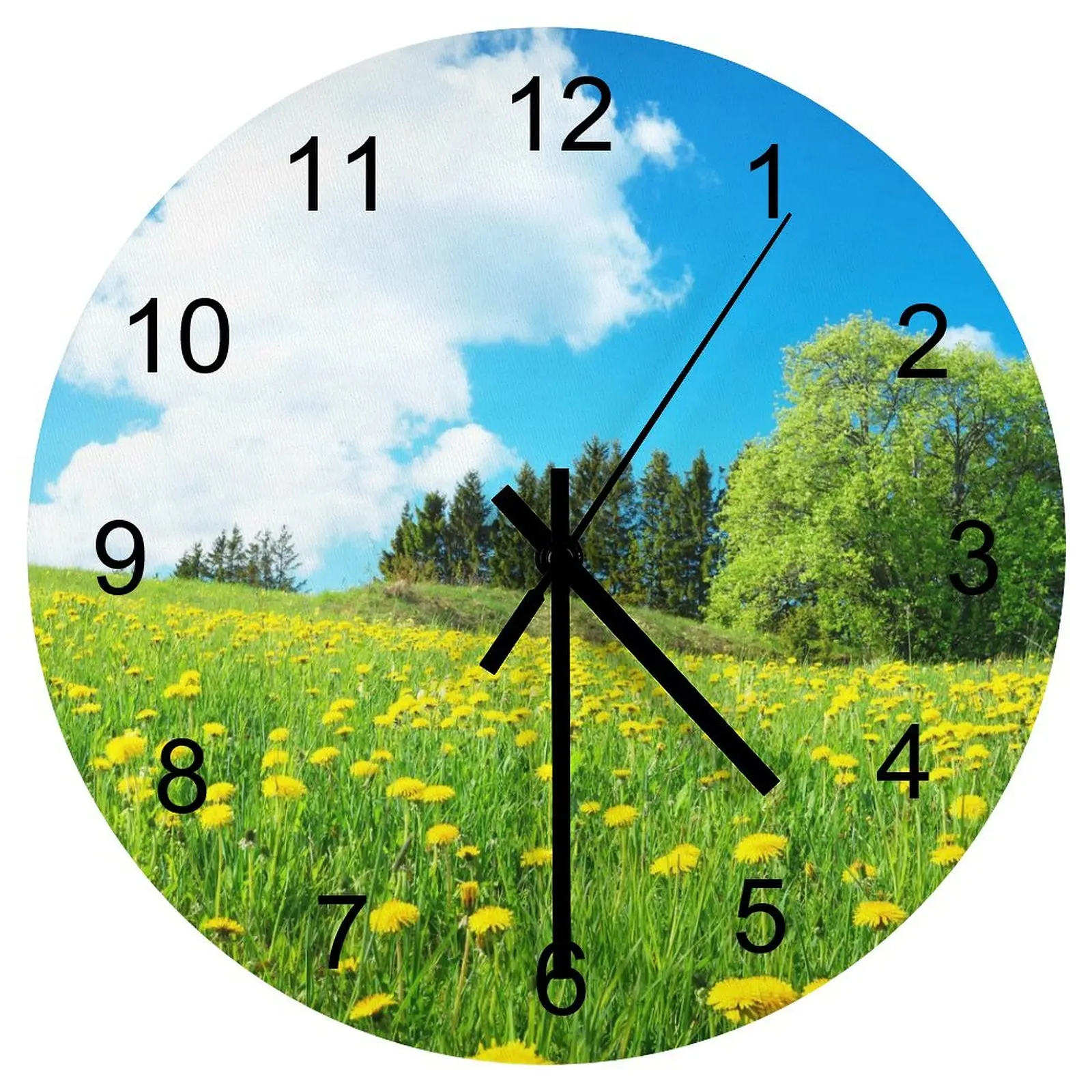 

Hallway Wall Clock nature flower Clocks 12 inch Mute Wood Round Durable Pointer rotation Vintage