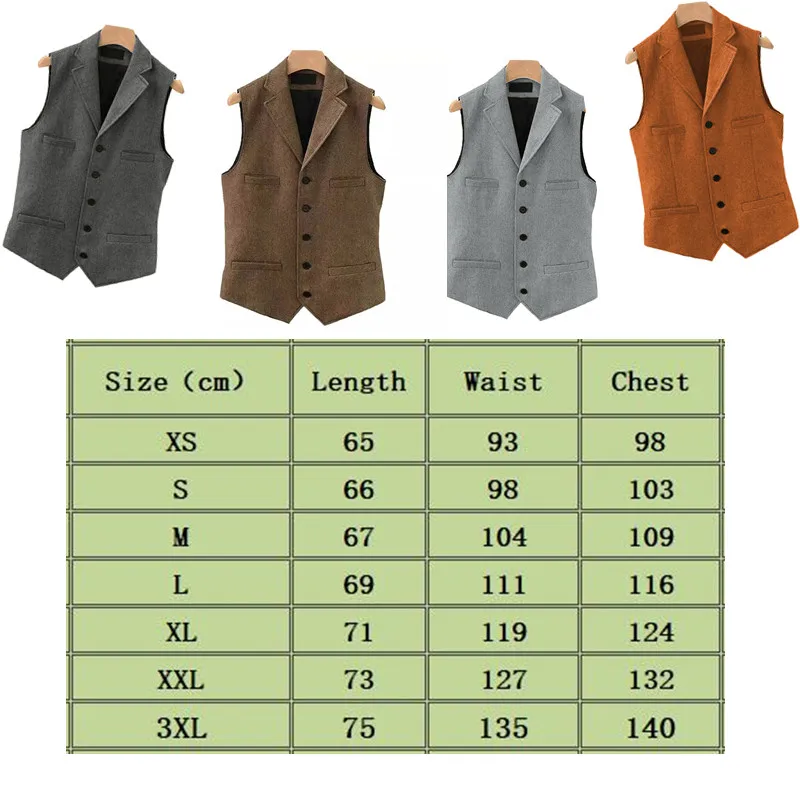 Vintage Vests Men's Waistcoat Suit Herringbone Tweed Vest Sleeveless Jacket Fashion Outerwear Plus Size XXL Spring Autumn Tops