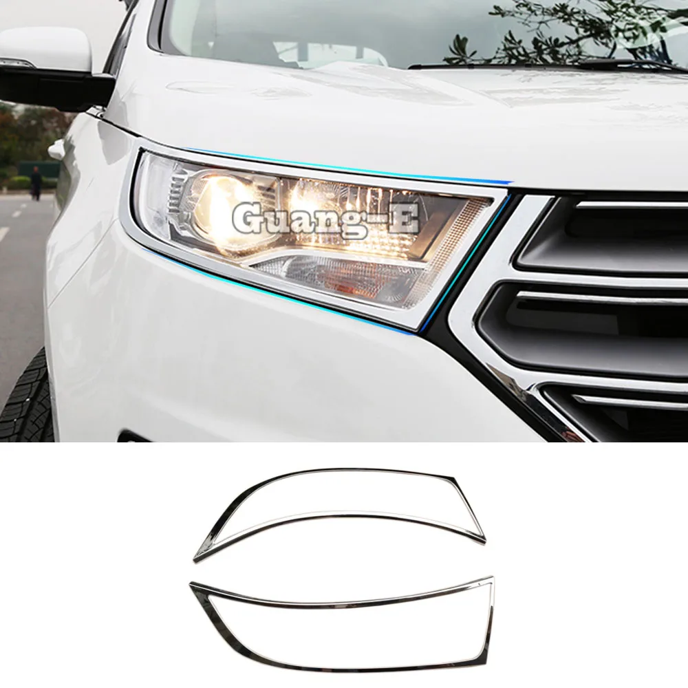 

Стайлинг кузова автомобиля, передний фонарь, лампа, молдинг капота, наклейка на рамку, АБС-пластик, хромированная накладка, 2 шт. для Ford EDGE 2015 2016 2017 2018