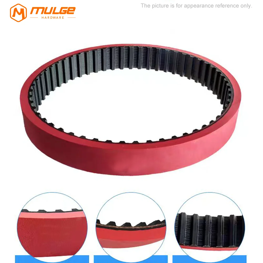 Heat Resistant Open Ended PU Food Grade Timing Belt Factory Direct T10-660-900mm Red Rubber Timing Belt For VFFS Packing Machine
