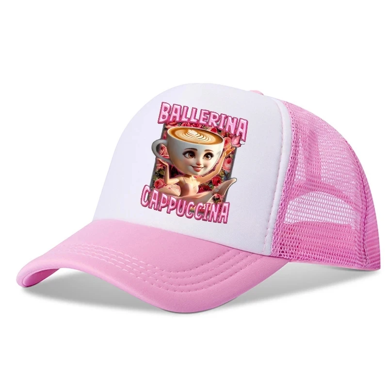 

Лучшая доставка, итальянские бейсболки Brainrot для девочек, балерина Капукси, шляпа с мультяшным принтом, лето 2021, уличная шляпа от солнца, регулируемая