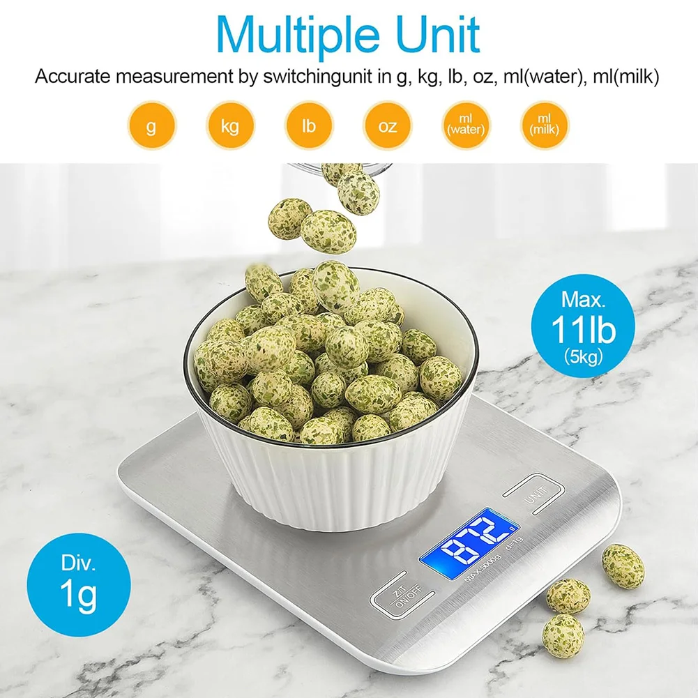5Kg Kitchen Digital Scale สแตนเลส Mini Precision เครื่องชั่งน้ําหนัก 0.1g เครื่องชั่งน้ําหนักแบบพกพาทําอาหารเบเกอรี่เครื่องมือวัด