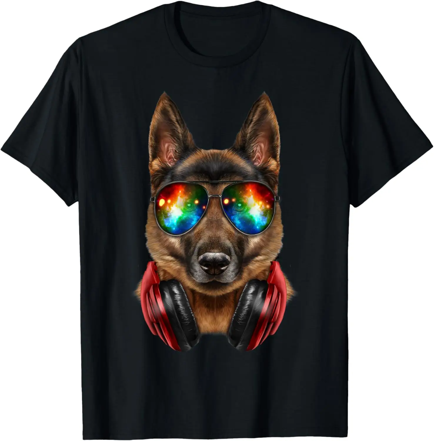 German Shepherd Dog, DJ Galaxy Sunglass, Headphone, T-Shirt