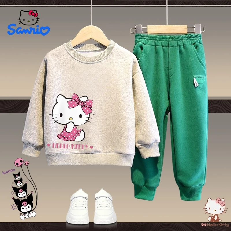 

Sanrio Autumn Baby Clothes Set Kid Girls Hello Kitty Printed Cute Sweatshirts Pullover Top & Pants 2pcs Children Fashion Outfit