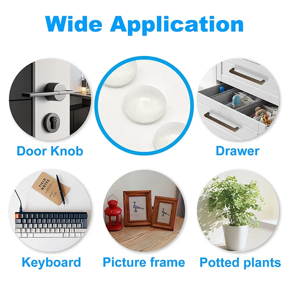 100pcs Clear Silicone Anti-Collision Bumper Pads, Self-Adhesive Protective Stoppers for Cabinet Doors Furniture Drawers Wardrobe image 6