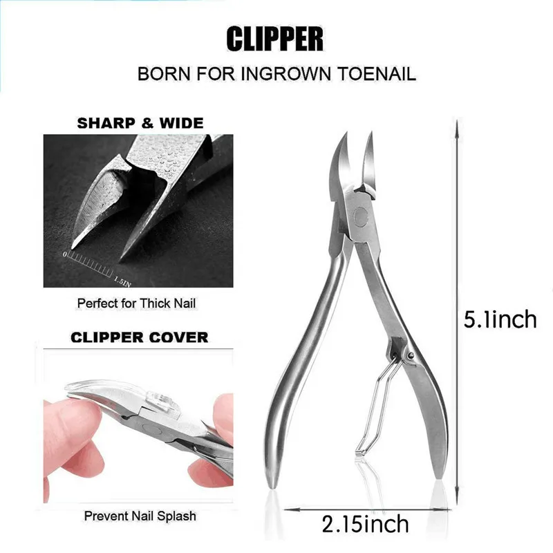 12Pcs/set Professional Pedicure Tools Ingrown Toenail Tools Kit Nail Care Ingrown Toenail Removal Correction Clippers Foot Care