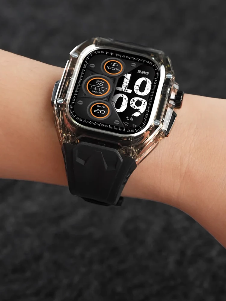 الرياضة سيليكون الفرقة لساعة أبل الترا 2 10 9 8 7 6 قطرة مقاومة للصدمات واقية ل iWatch 44 مللي متر 45 مللي متر 46 مللي متر 49 مللي متر