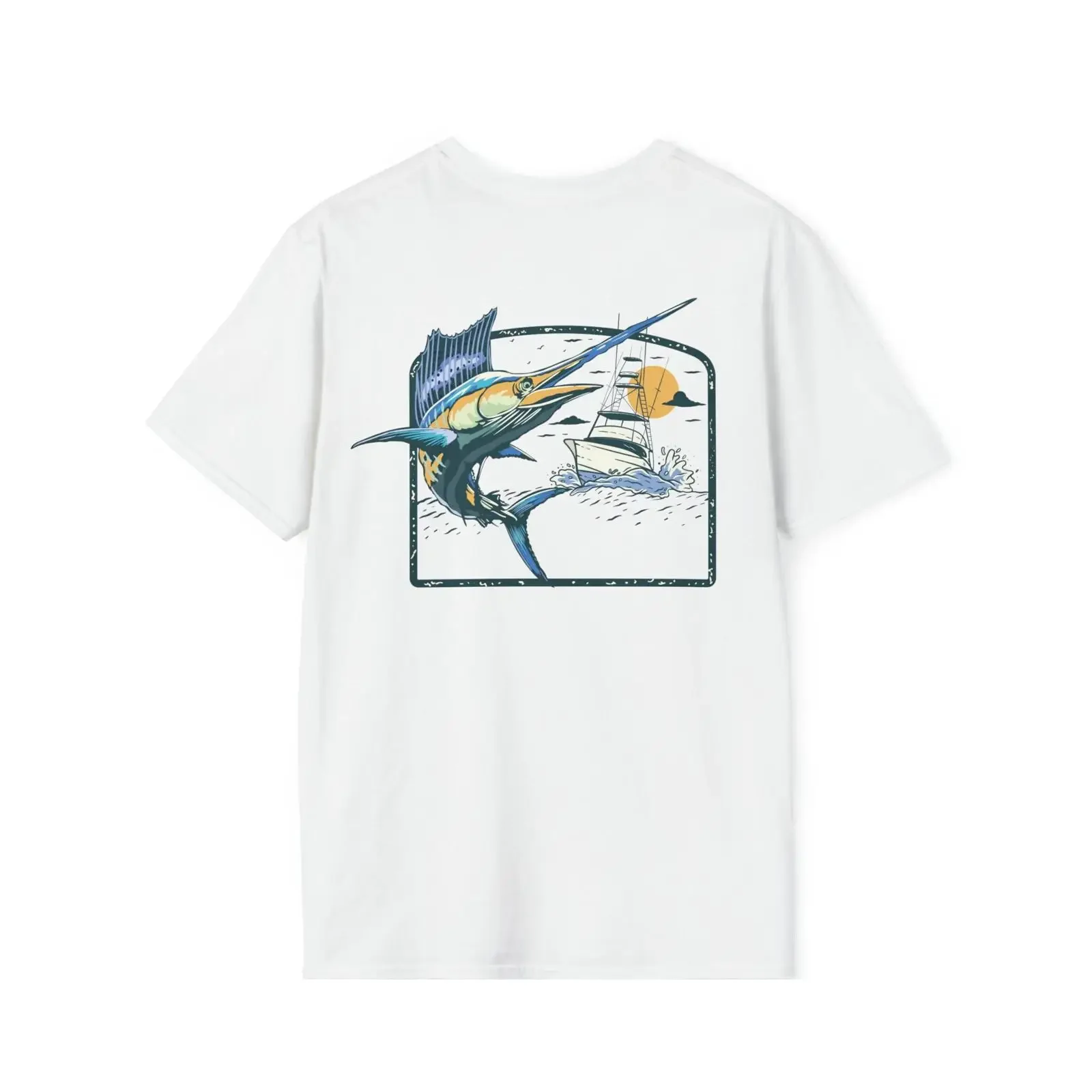 Blue Marlin Fishing T Shirt Offshore Sport Billfish  vintage Washed Stretched designer clothes streetwear Breathable Soft