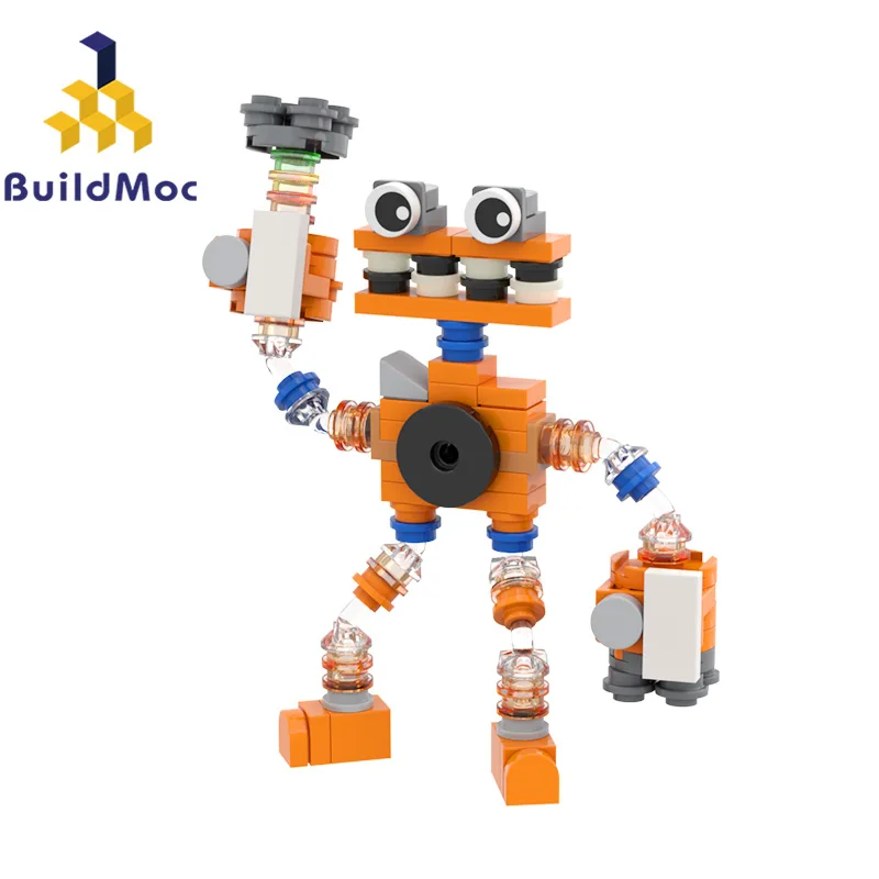 BuildMoc My Singing Chorus Wubbox Robot Building Blocks Set Orange Cute Song Monsters Figures Bricks DIY Toys For Children Gift