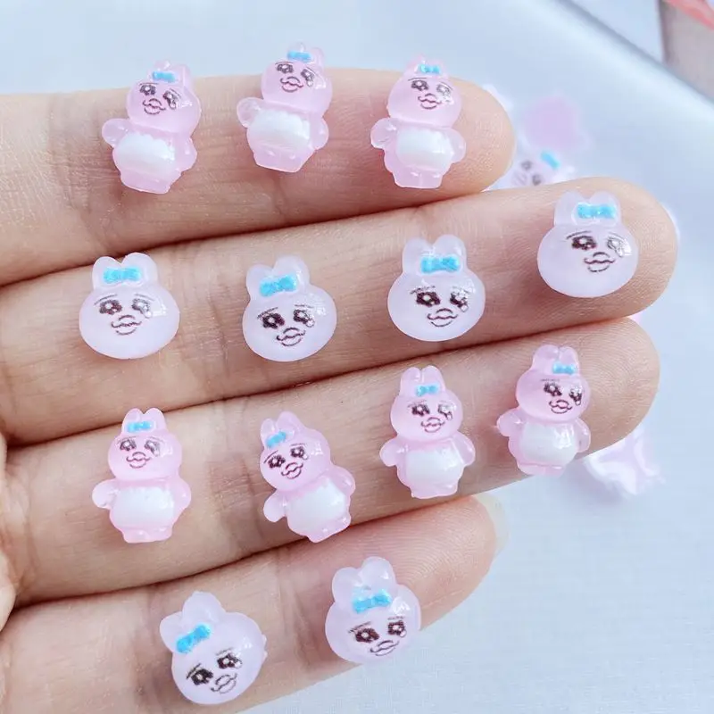 50pcs Cute Cartoon Nail Art Stickers Ornaments Cute Three-dimensional Bear Rabbit Dog Series Resin Nail Accessories