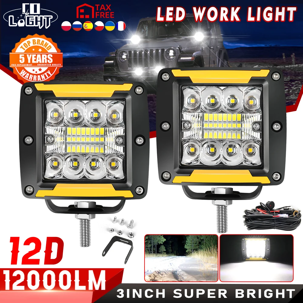 

CO LIGHT 3 inch Spot Flood LED Light Bar Off Road 6500K 12V 24V LED Work Light DRL for Truck SUV 4WD 4x4 Boat ATV Motorcycle