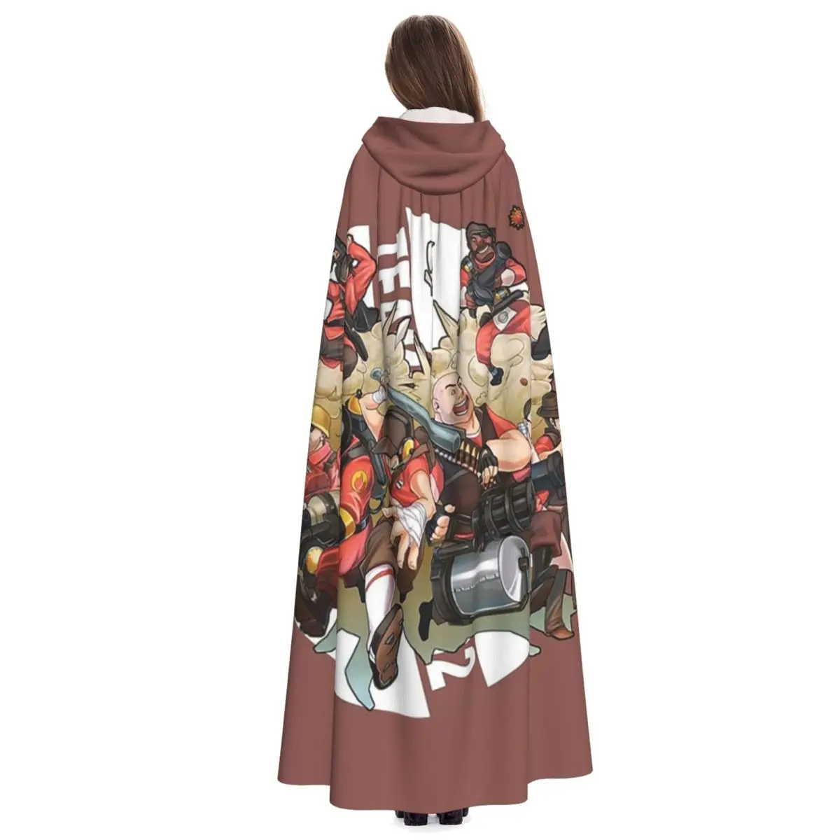 فريق القلعة 2 لعبة عمل فني ملصق طويل مقنع عباءة ساحرة القرون الوسطى زي تأثيري كيب هالوين مصاص دماء الكبار للجنسين