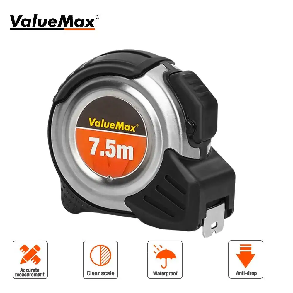 

ValueMax 7.5M Steel Metric Tape Measure Ruler Auto-Lock Retractable Distance Measurement Woodworking High Quality Measuring Tool