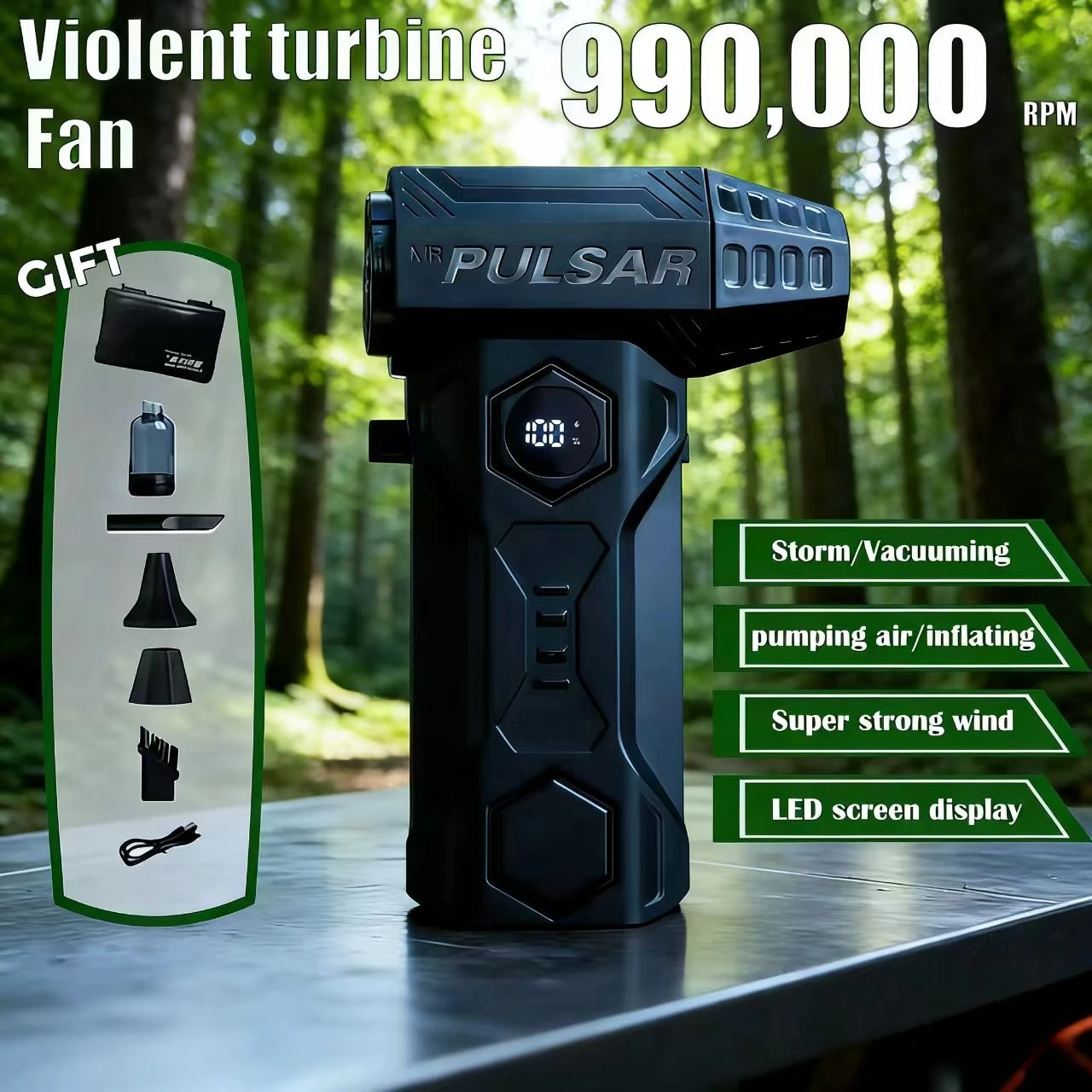 

Single-turbofan X11Pro, high-speed hair dryer operating at 990,000 RPM, with a wind speed of 75 meters per second.10000mAh.